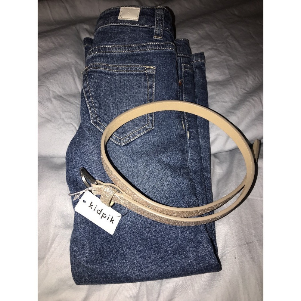 KidPik Girls Size 5 Denim Straight Blue Jeans Cotton/Spandex New W Belt (AH)